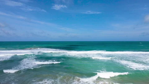 Aerial view of drone top view beach and seawater on sandy beach in summer. Stock Footage 204961575