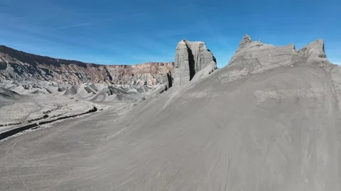 Aerial view from a drone of the unique formations in the Caineville badlands Stock Footage 165567655