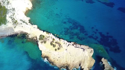 Aerial View: Drone video of beaches in Rhodes Mandriko, Rodos island Stock Footage 80579960