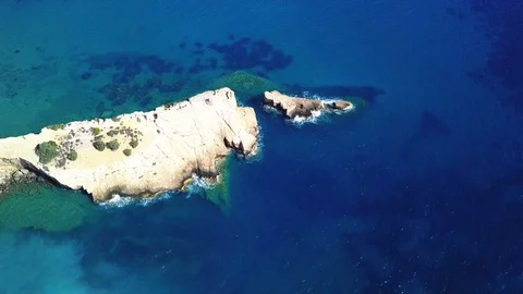 Aerial View: Drone video of beaches in Rhodes Mandriko, Rodos island Stock Footage 80580128