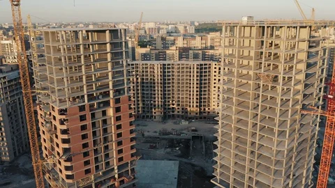 Aerial view; drone view of construction site near the forest Stock Footage 109327024