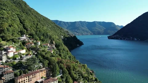 Aerial view Drone view over Lake Como Italy 库存影片 221208060