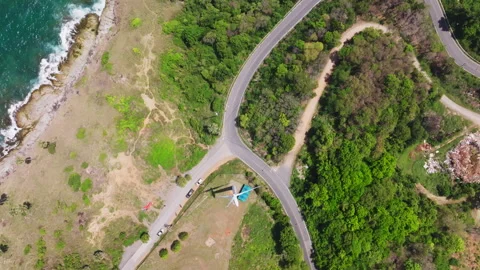 Aerial view Drone view of seashore rocks landscape, Beautiful sea surface Stock Footage 313105713
