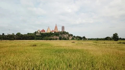 Aerial View from a Drone of Wat Tham Seu Buddhist Temple Stock Footage 84529876