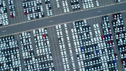 Aerial view from drones flying over a lot of cars Stock Footage 210771997