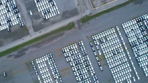 Aerial view from drones flying over a lot of cars Stock Footage 210772879