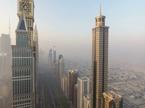 Aerial view of Dubai Business Center. Stock Footage
