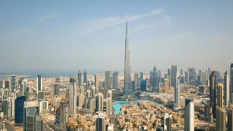 Aerial view of Dubai Downtown Stock Footage 106947838