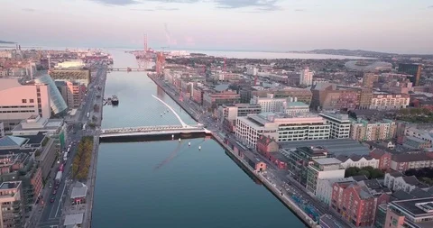 Aerial View Of Dublin City Stock Footage
