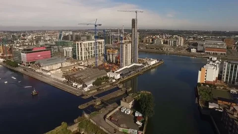 Aerial View of Dublin Docklands Stock Footage 78849341