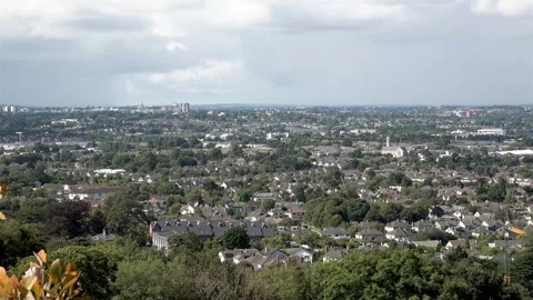 Aerial view of Dublin seen from Dalkey, Ireland Stock Footage 334882339