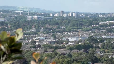 Aerial view of Dublin seen from Dalkey, Ireland Stock Footage 334882394