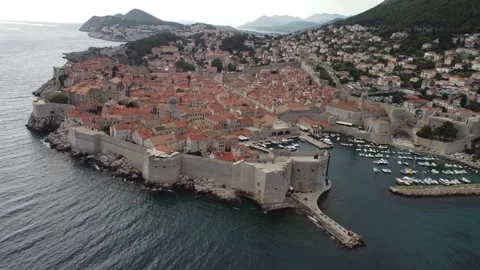 Aerial view Dubrovnik, rotating camera, 4K Stock Footage 312635124