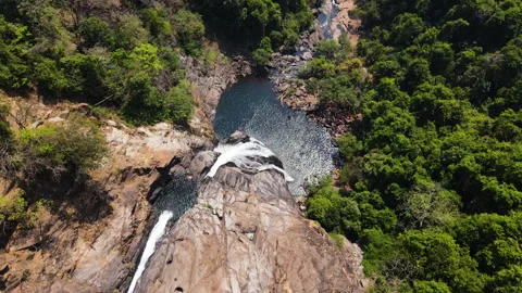 Aerial View Of Dudhsagar Falls Surrounded With Lush Vegetation In Goa, Vidéo 244294822
