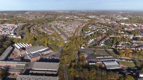 Aerial view of dudley looking out towards Wolverhampton. Stock-Footage 69237001