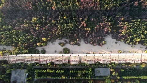 Aerial view of Duga 1 Receiver radar array in Ukraine. Vídeo Stock 345079995