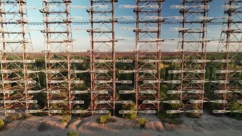 Aerial view of Duga 1 Receiver radar array in Ukraine. Vídeo Stock 345080005
