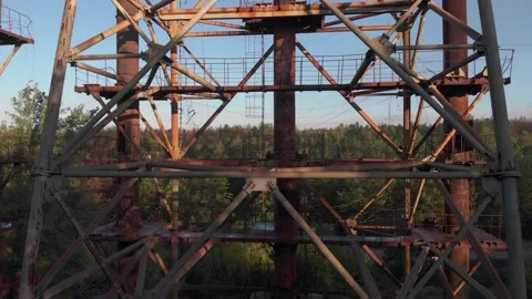 Aerial view of the DUGA Soviet abandoned missile defence radar station Stock Footage 140659269