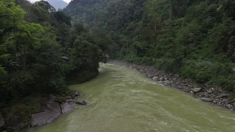 Aerial view of Dulong River Canyon in Gaoligong Mountain, Yunnan china Stock Footage 306955604