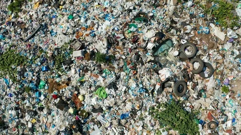 Aerial view of dump in forest. Pollution concept, top view. Stock Footage 113753905