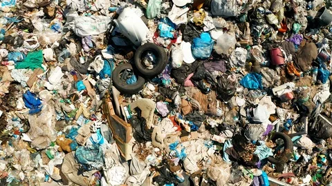 Aerial view of dump in forest. Pollution concept, top view. Stock Footage 113760215