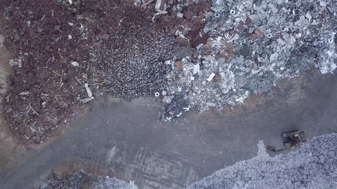 Aerial view of dump with scrap metal recycle Stock Footage 122995231