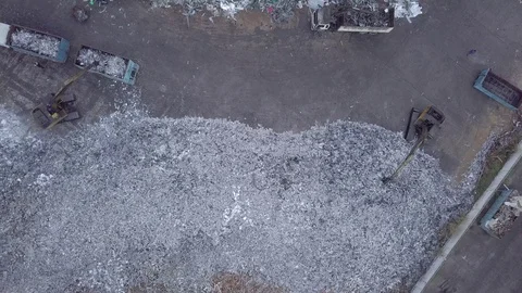 Aerial view of dump with scrap metal recycle. Stock Footage 128673103