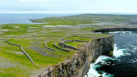 Aerial view of Dun Aonghasa or Dun Aengus ancient stone fort, Inishmore, Ireland 動画素材 249608739