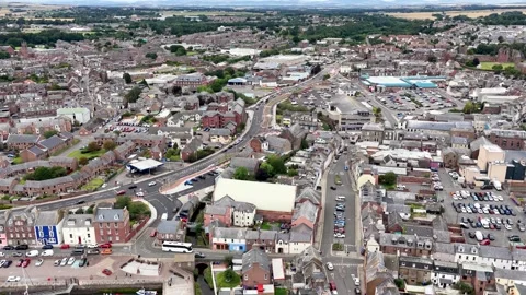Aerial View of Dundee Town Centre and Residential Streets Stock Footage 320595194