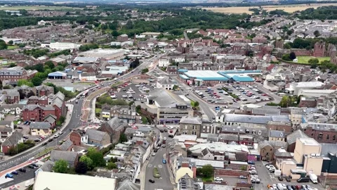 Aerial View of Dundee Town Centre and Urban Streets Stock Footage 320663045