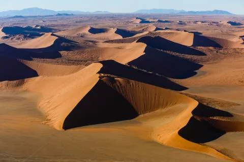 Aerial view dune formation Devils Fork Sossusvlei National Park Namib  Naukluft Stock Photos