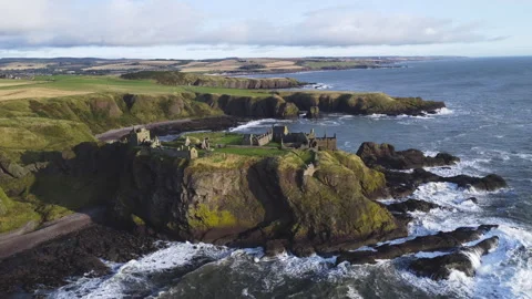 Aerial View Of The Dunnottar Castle Stock Footage 322098245