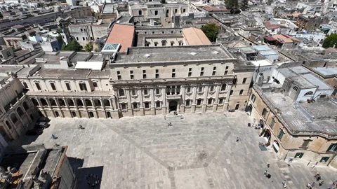 Aerial view of the Duomo square and the historical buildings Stock Footage 335975782