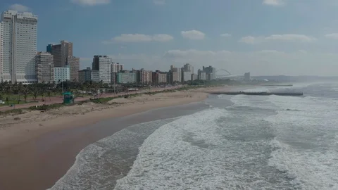 Aerial View of Durban Coastline - Version 02 Stock Footage 124066695