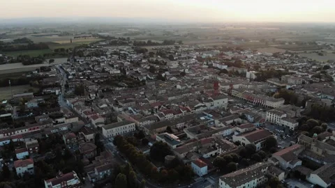 Aerial view during sunset of small town. Stock Footage 139379202