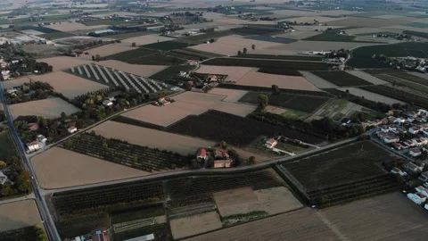 Aerial view during sunset of small town. Stock Footage 139379259