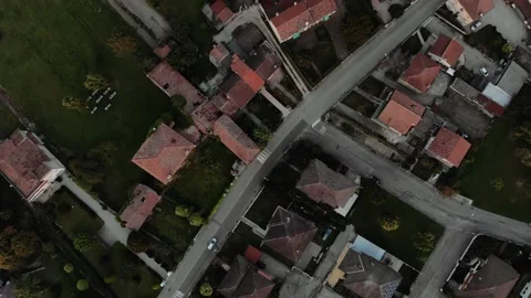 Aerial view during sunset of small town. Stock Footage 139380070
