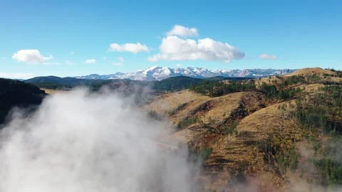 Aerial view on Durmitor mountain range from cloud Stock Footage 256212413