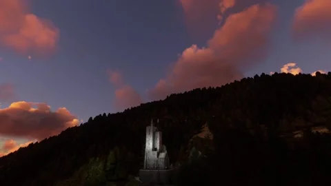 Aerial view at dusk of Will Rogers Shrine of the Sun - Colorado Springs Stock-Footage 249452986