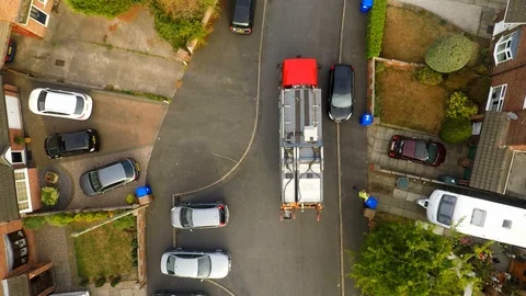 Aerial View of Dustmen, bin men Recycling day Video stock 95046972