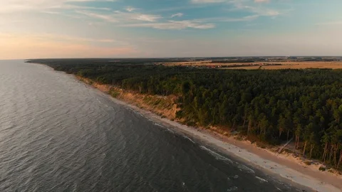 Aerial view of the Dutchman's Cap, the highest scarp in Lithuanian seaside Stock Footage 107940691