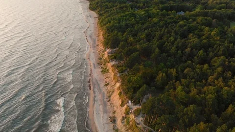 Aerial view of the Dutchman's Cap, the highest scarp in Lithuanian seaside Stock Footage 107941183