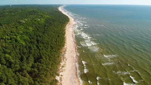 Aerial view of the Dutchman's Cap, the highest scarp at Lithuanian seaside Stockbeeldmateriaal 112840285