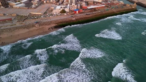 Aerial View of Dwarka Beach Coastline Stock Footage 340553801