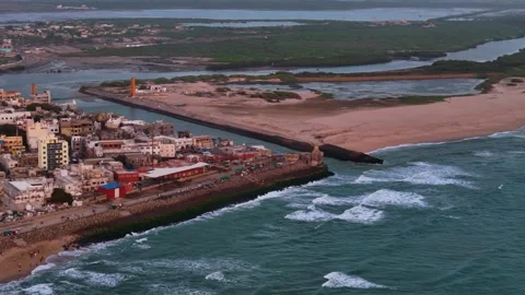 Aerial View of Dwarka Beach Coastline Stock Footage 340553831