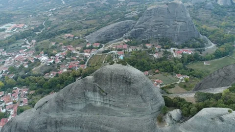 Aerial view. Dynamic flying around beautiful majestic rocks. Stock Footage 98874167