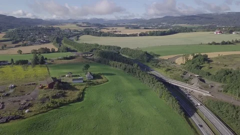 Aerial view on e18 highway in Drammen near Oslo, Norway Stock-Footage 85821470