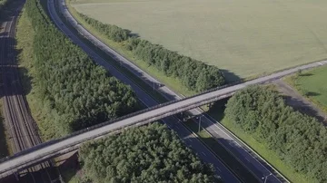 Aerial view on e18 highway in Drammen near Oslo, Norway Stock Footage 85821500