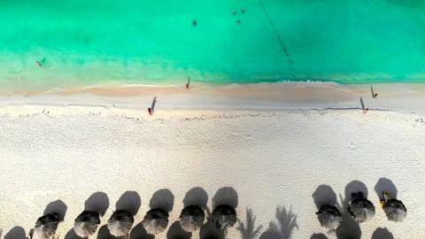 Aerial view of Eagle Beach, beach scenery of Aruba in Netherlands Antilles Stock Photos