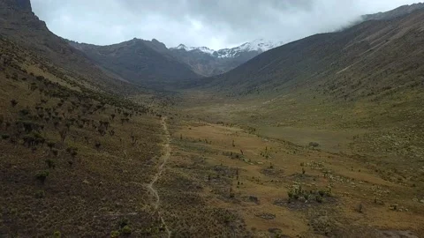 Aerial view of eagle flying above beautiful valley in mountains in Kenya Stock Footage 87726641